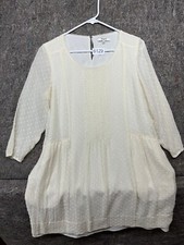 Madewell Dress Womens Long Sleeve Etude Swiss Dot Silk Shift Beige Size M