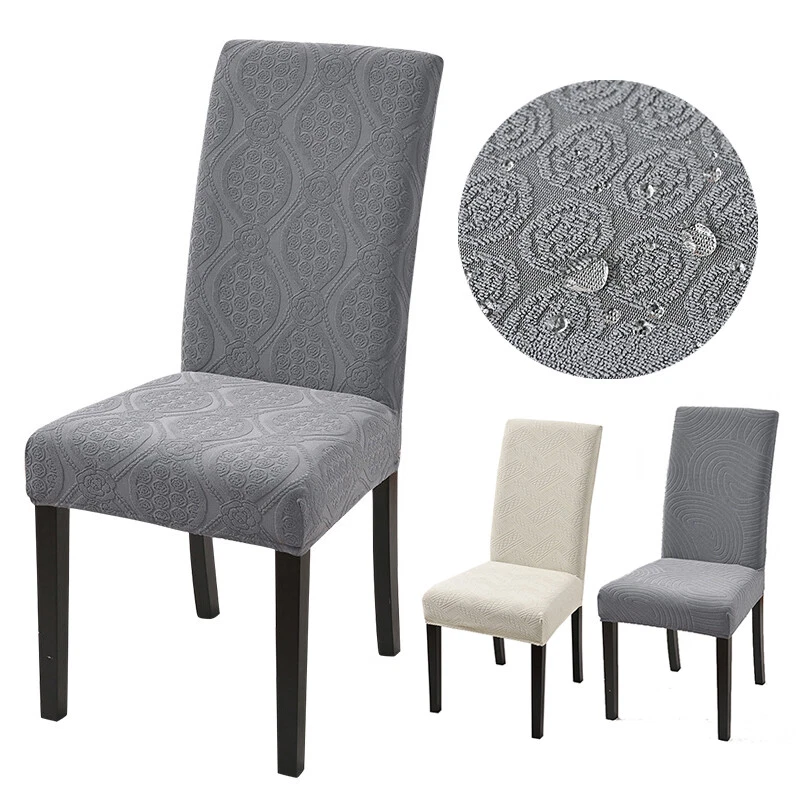 1/4/6pcs Dining Chair Cover Stretch Spandex Jacquard Seat Slipcovers Solid Colo^ - Image 2 of 4