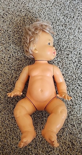 Vintage Ideal Toy Corp 1973 Rub A Dub Baby Doll vinile articolato testa, braccia e gambe - Foto 3 di 8