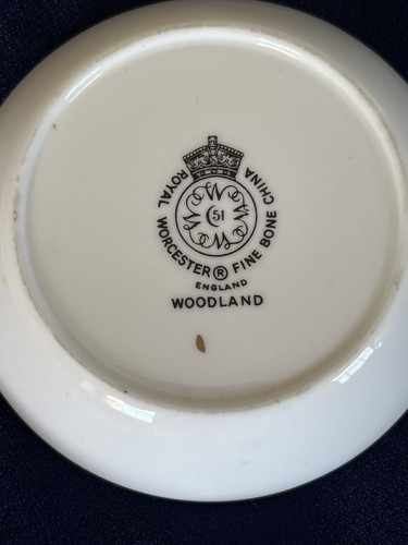 Vintage Royal Worcester Woodland Blue White Trinket Pin Butter Dish England - Picture 3 of 5