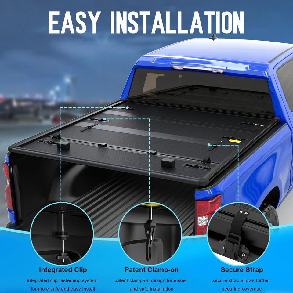 4-Fold 5.8FT FRP Truck Tonneau Bed Cover For 2016-2024 Nissan Titan Waterproof - Image 4 of 4