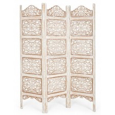 PARAVENTO SEPARE' ETNICO BOHO CHIC DECAPATO LEGNO BIANCO 150X2 h180 ORIENTALE