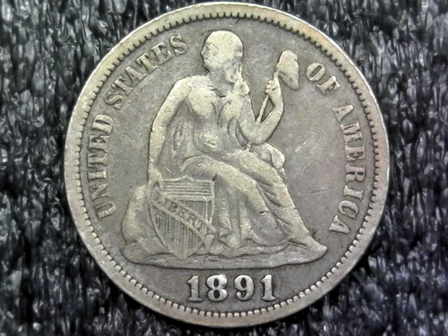 1891 Seated Liberty Head Dime - 90% Silver - #T463