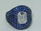 PAVE SAPPHIRE & DIAMOND RING 18K — photo 2