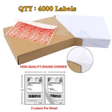 4000 Premium 8.5" X 5.5" Half Sheet Self Adhesive Shipping Labels Rounded Corner