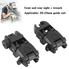 Folding Flip Up Iron Sight Back Up Sights Set 20MM Front Rear Picatinny Rail