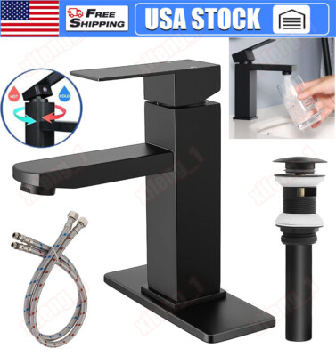 Bathroom Sink Black Faucet Single Handle One Hole Rv Commercial Lavatory Vanity
