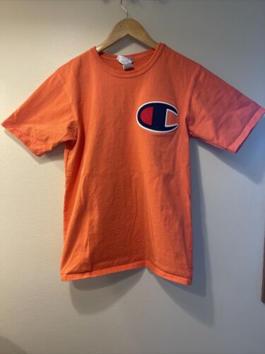 Champion Sport Shirt bestickt Big C Logo Pfirsich kurzärmelig Herren Medium