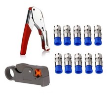 Coax Cable Crimper Tool Kit Rg6 Rg59 Coaxial Compression Tool Wire Stripper 10pc
