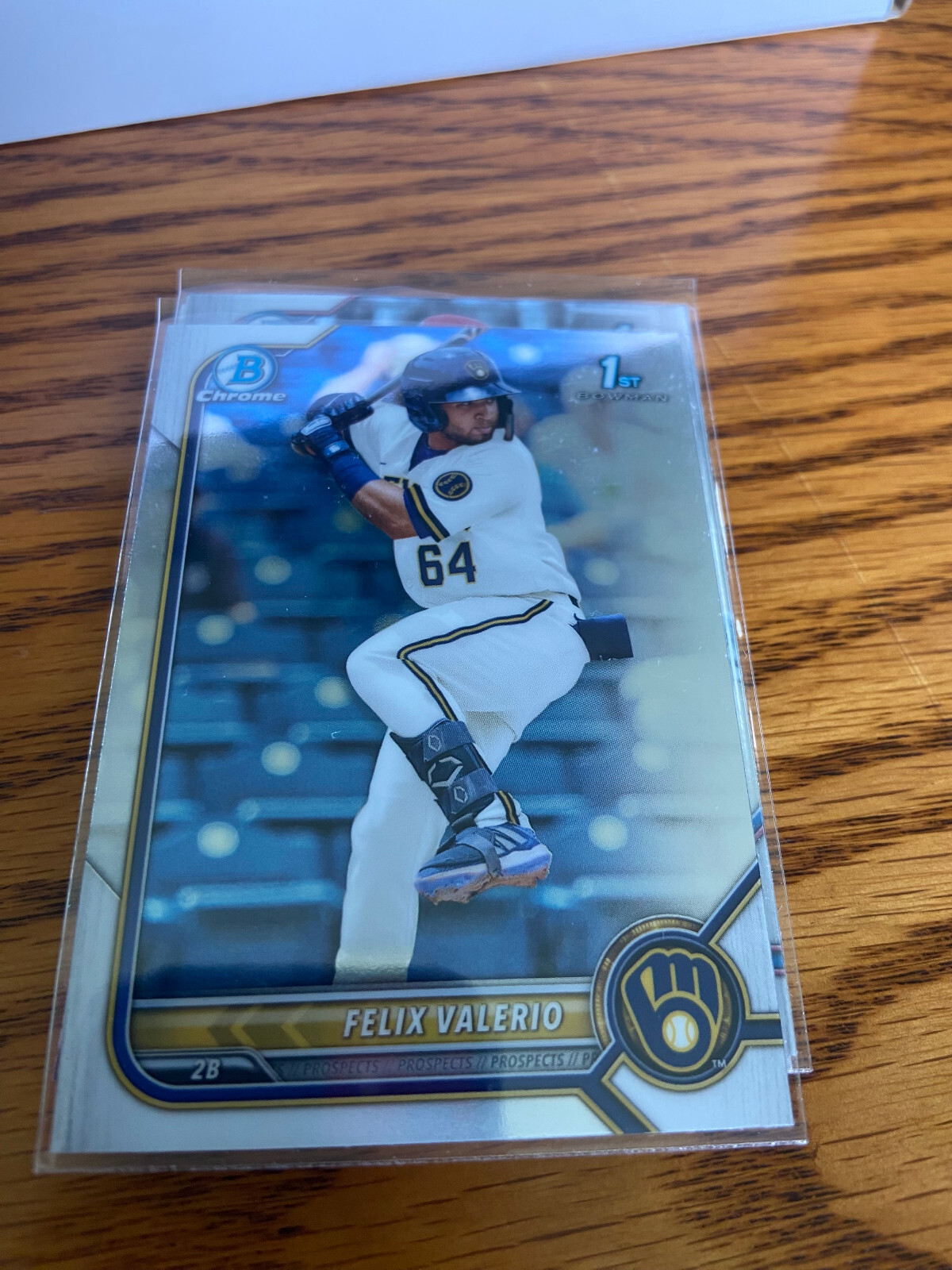 2022 Bowman Chrome Felix Valerio 1st Bowman Prospect #BCP-128 Milwaukee Brewers