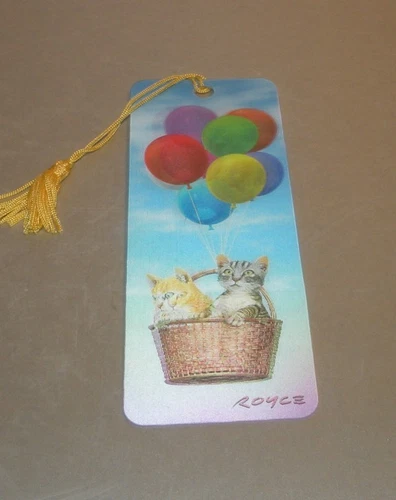New 3D Lenticular Bookmark - KITTY UP- with Tassle - Image Pops Right Out