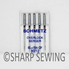 5 SCHMETZ NEEDLES OVERLOCK SERGER ELX705-CF #12 CHROME FINISH ELNA SERGER