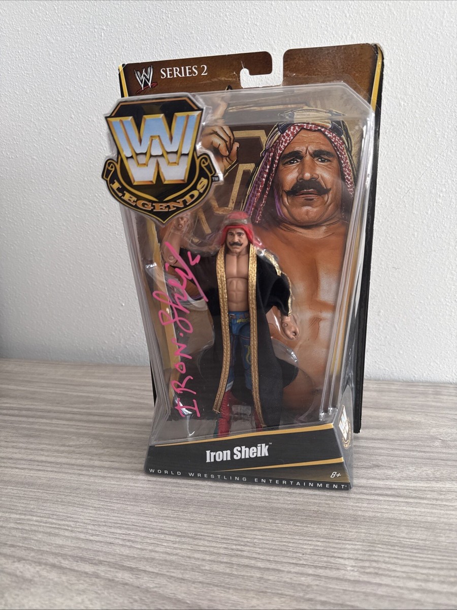 WWE Mattel Legends Iron Sheik Autographed Wrestling Figure MOC