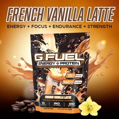 G Fuel Energy + Protein (Exp 04/26) 20 Servings - French Vanilla Latte