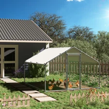 Metal Walk In Chicken Coop Run Cage Rabbit Hutch Hen House Enclosure 3 Size