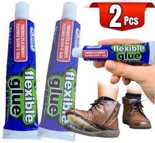 2 x FLEXIBLE ELASTIC GLUE Strong Repair Adhesive WATERPROOF Leather Shoe Fabric