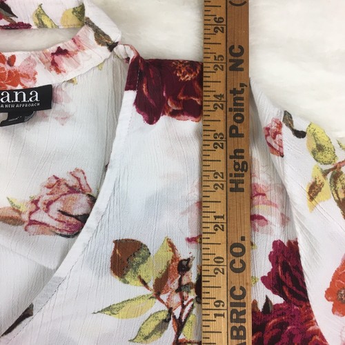Blusa floral A.N.A cuello de garganta mangas largas de campana para mujer talla mediana M - Imagen 8 de 10