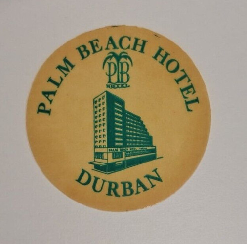 PALM BEACH Hotel old luggage label DURBAN South Africa