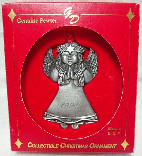 1994 Genuine Pewter CHRISTMAS ANGEL ORNAMENT Made in U.S.A. GLORIA DUCHIN, INC.