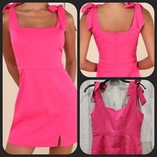 LULUS Your Sweetie Fuchsia Tie Strap Mini Dress Size LARGE**NWOT**