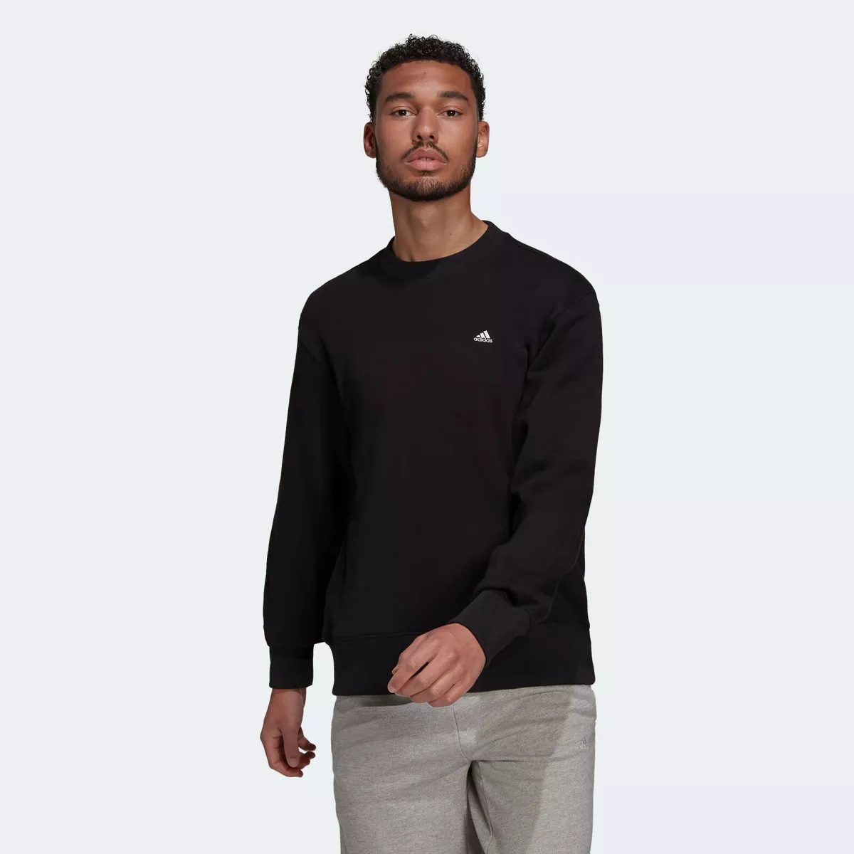 Adidas Comfy Chill Crew Neck Mens Sweatshirt Zip Pocket Sweater