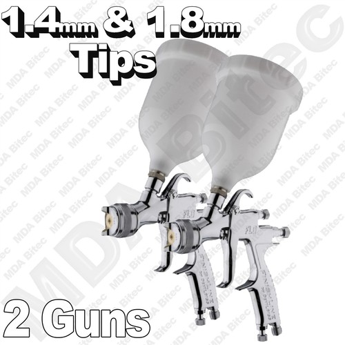 2 x Devilbiss FLG5 Gravity Spray Paint Guns 1 x 1.4mm & 1 x 1.8mm Tips