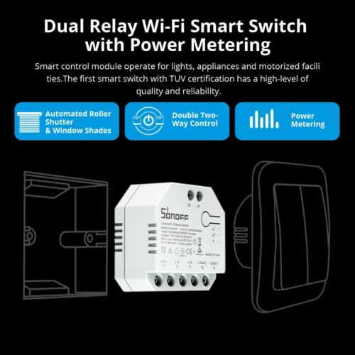 SONOFF DUALR3 Wifi Smart Switch Dual Relay Module Two Way Power Metering Small - Picture 2 of 16
