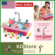 Interactive Electric Play Kitchen Sink Toy with Real Faucet - Fun Role Play Set