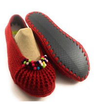 house slippers women red handmade