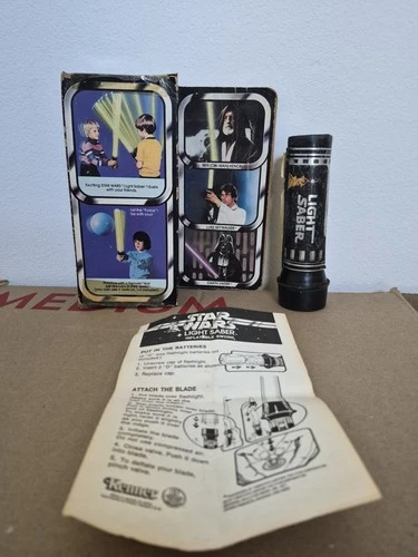 New Listing1977 Vintage Kenner Star Wars Inflatable Light Saber Box & Instruction Sheet lot