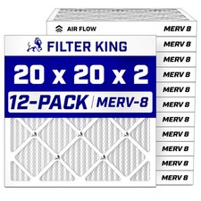 Filter King 20x20x2 Air Filter MERV 8, AC Furnace Filters 12-Pack 