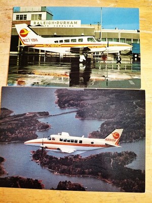 SUNBIRD AIRLINES 2 Postcards Beechcraft C-99 & CESSNA 402  Nth + Sth  Carolina