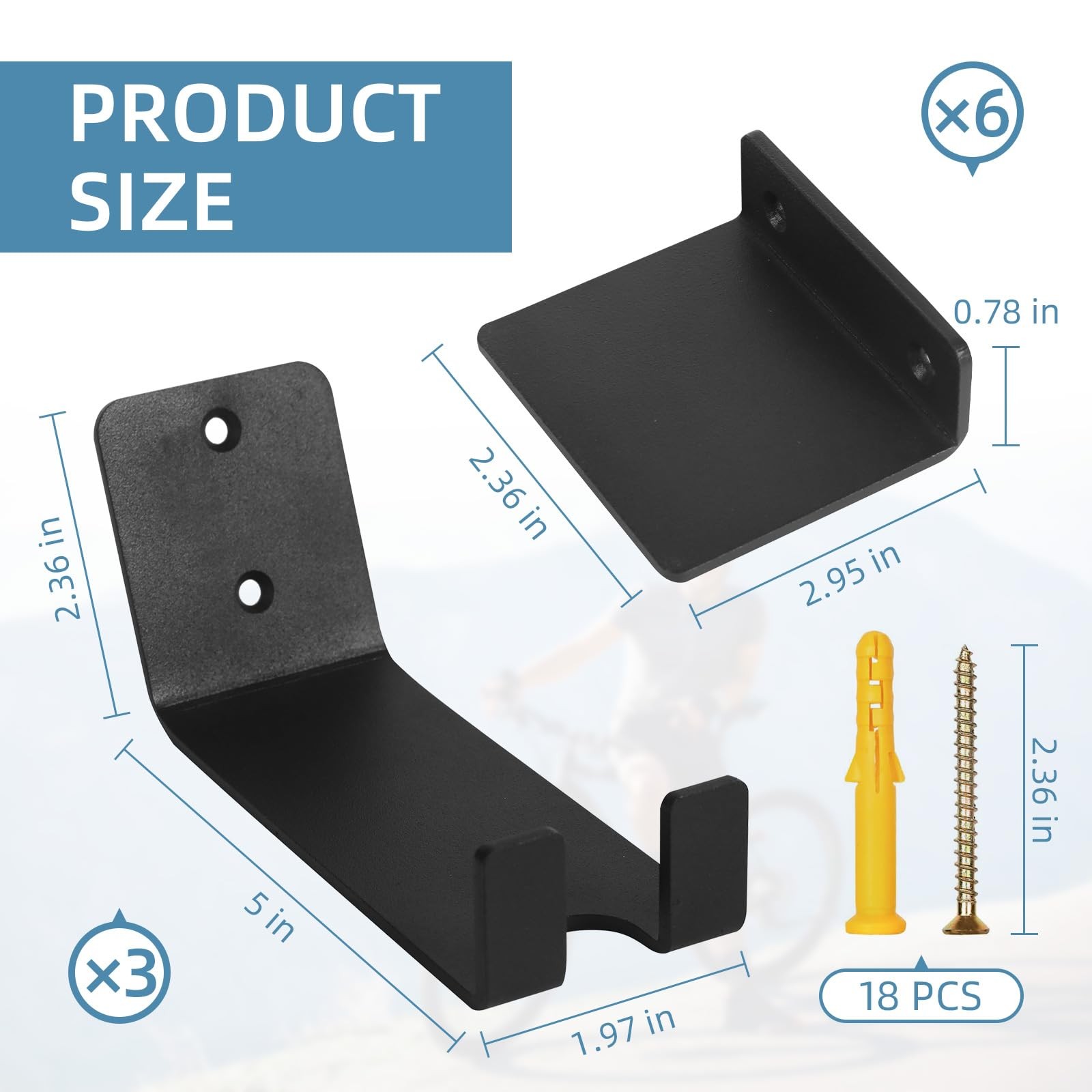 3 Pack Bike Wall Mount Bike Pedal Hanger Wall Mount Bike Hangers Heavy Duty f...