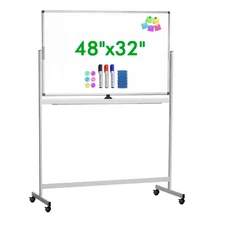 Maxtek 48"x32" Rolling Whiteboard with Stand