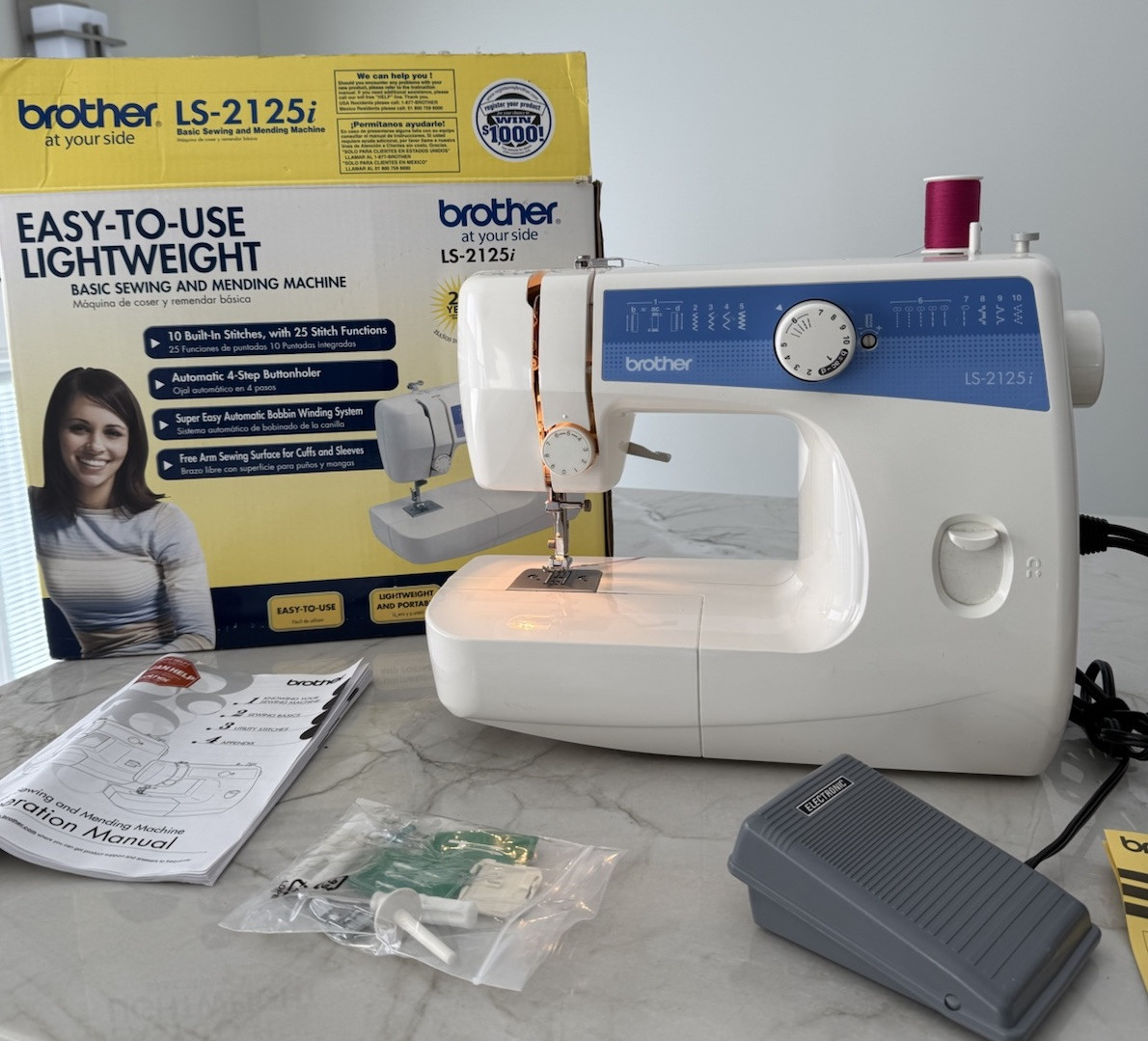 borterミシン Brother LS-2125i Portable Sewing Machine 10 Stitch with Foot Pedal