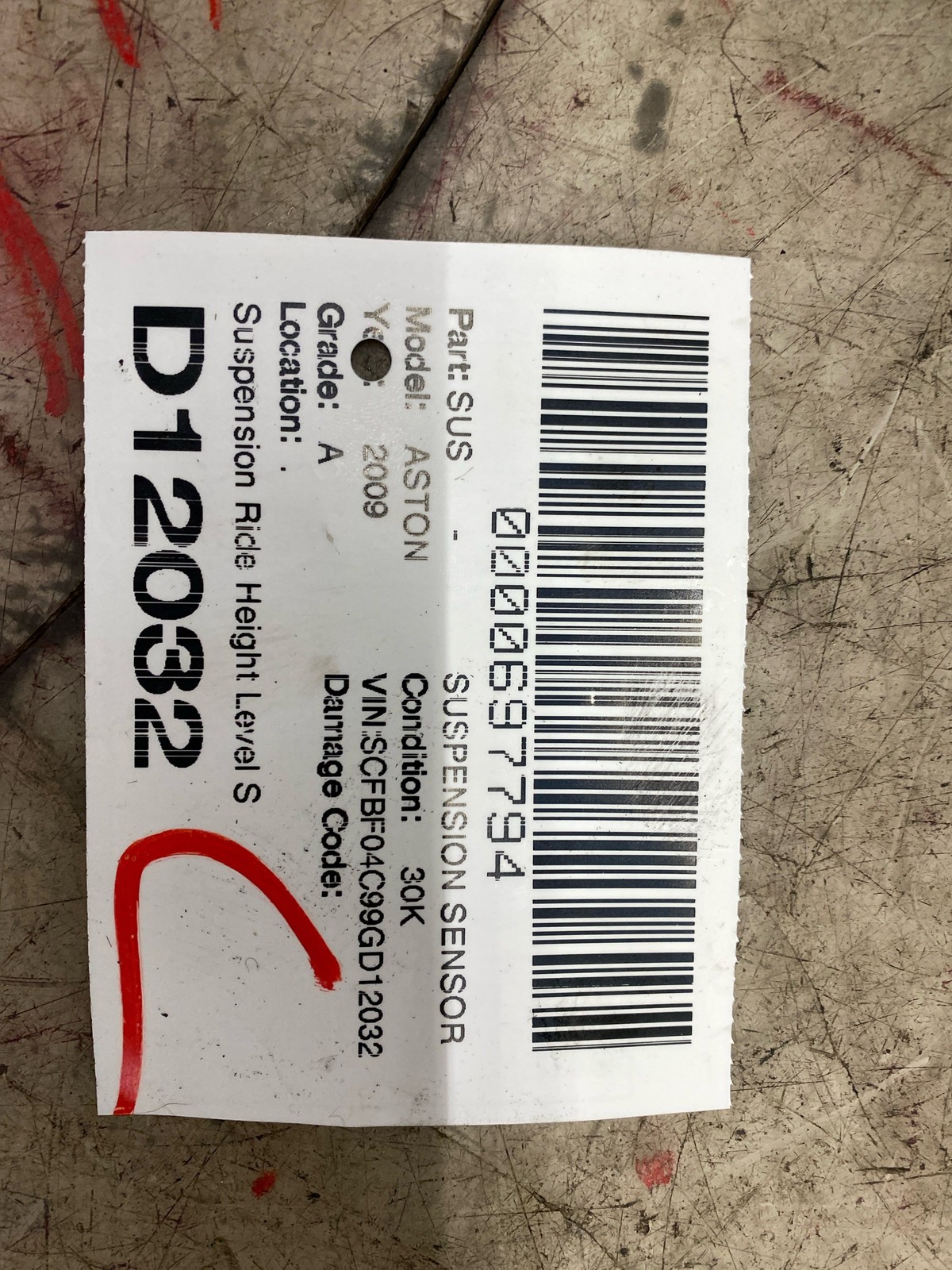 2009 Aston Martin Vantage Suspension Ride Height Level Sensor Set x2 RQH 100030