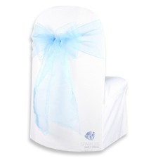 100 pcs Organza Chair Cover Bow Sash 108"x8" - Teal Blue - Wedding Party qe