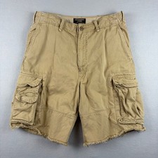 Abercrombie Fitch Mens 34 Vintage Fatigues Cargo Shorts Khaki Tan Y2K Cotton