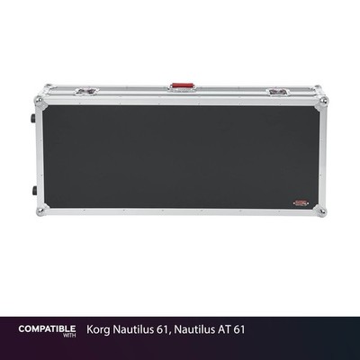 Gator Tour Case for Korg Nautilus 61, Nautilus AT 61 Keyboard Road Case with Whe