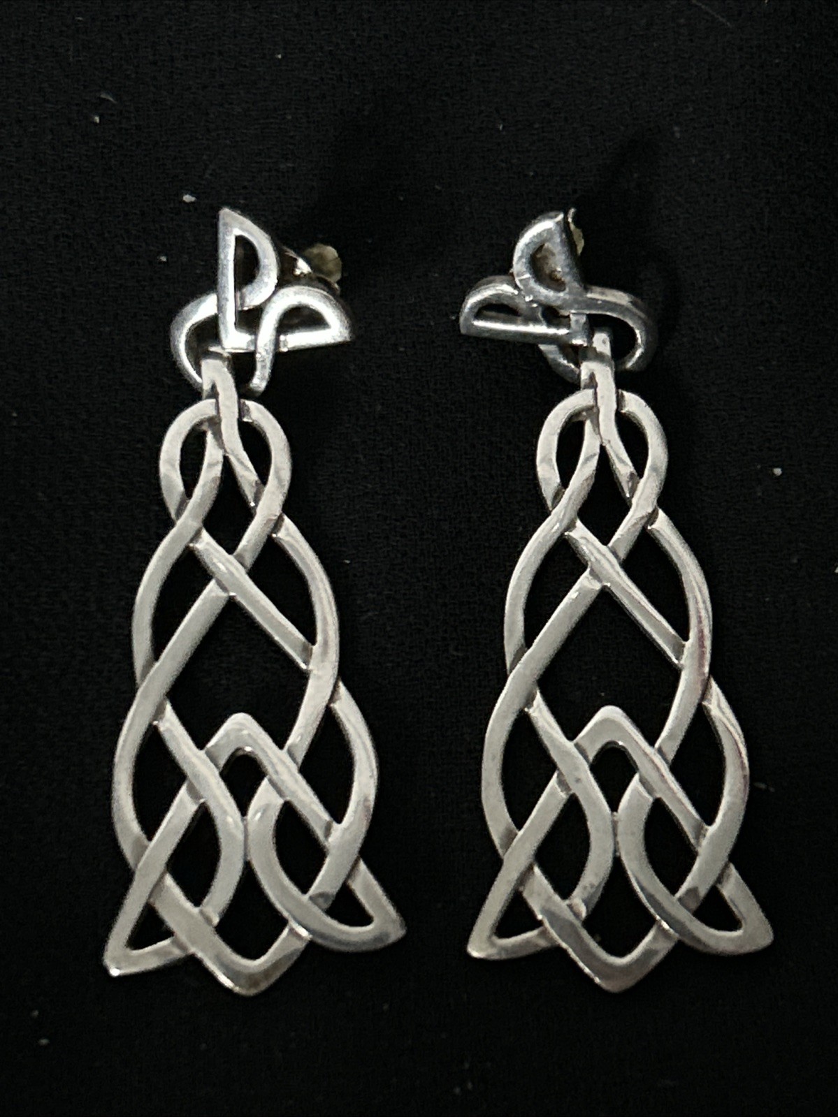 Solid Sterling Silver Celtic Knot Dangle Earrings… - image 1
