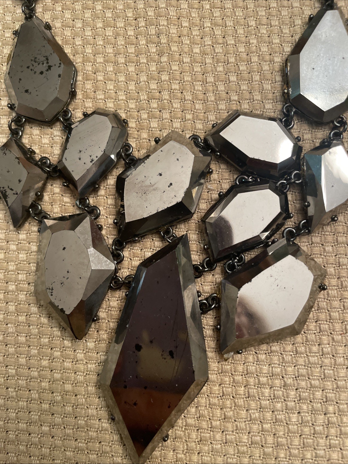 Gunmetal Silver  Mirror Like Bold Statement Neckl… - image 9