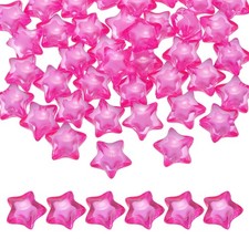 50pcs Acrylic Star Beads, 18mm Star-Shaped Pony Loose Spacer Beads, Rose Red