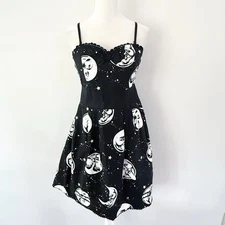 Sourpuss Moon Stars Novelty Sleeveless Dress Medium Celestial Whimsigoth Goth