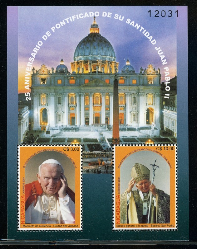 NICARAGUA MNH S/S Minisheet Selections: Scott #2400 Pope John Paul II CV$3+