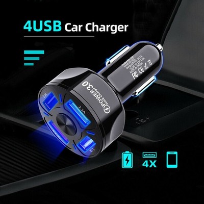 4-Port-USB-Autoladeger?t-Adapter LED-Anzeige QC3.0 Schnelles und gutes Aufladen