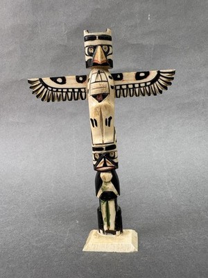 SCHÖNER FRÜHER INDIANER NORDWESTKÜSTE HAIDA TLINGIT MODELL TOTEMPFAHL