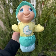 Vintage 1998 Playskool Glo Worm plush toy red stain on nose