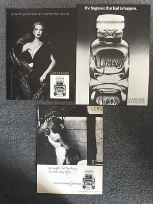 3x Max Factor Geminesse 1970s Perfume Ads Magazine Clippings