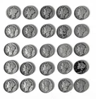 Lot of 25 Mercury Dimes 90% Silver (1917–1945) Includes S and D Mint Marks