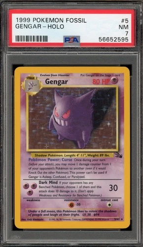 Pokemon Gengar Fossil Unlimited Holo Rare #5 PSA 7